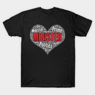 Minister Heart Shape Word Cloud Design Politics design T-Shirt